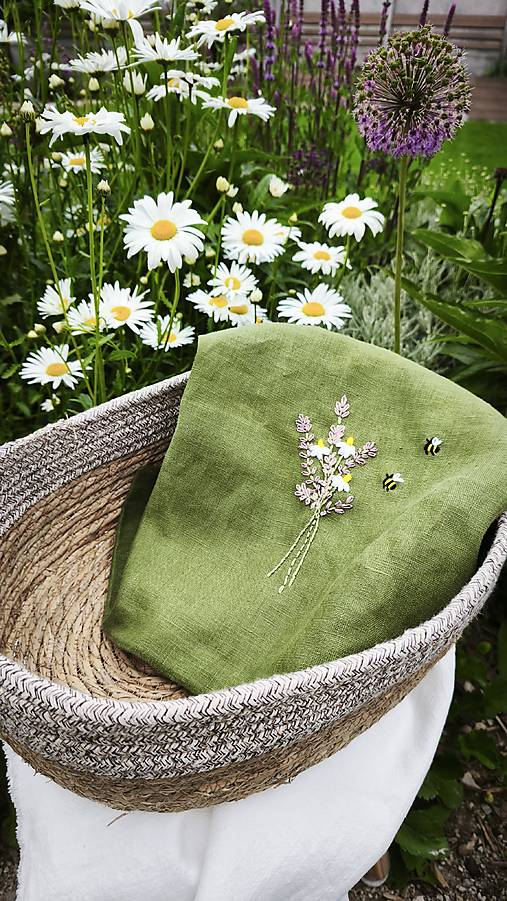 Úžitkový textil - Lúčna kytička - poťah na vankúš 100 % ľan - 17638366_