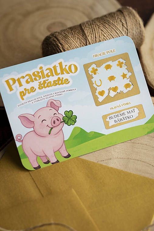 Papiernictvo - Stierací žreb "Prasiatko pre šťastie" - bábätko (Oznámenie "BUDEME MAŤ bábätko") - 17639230_