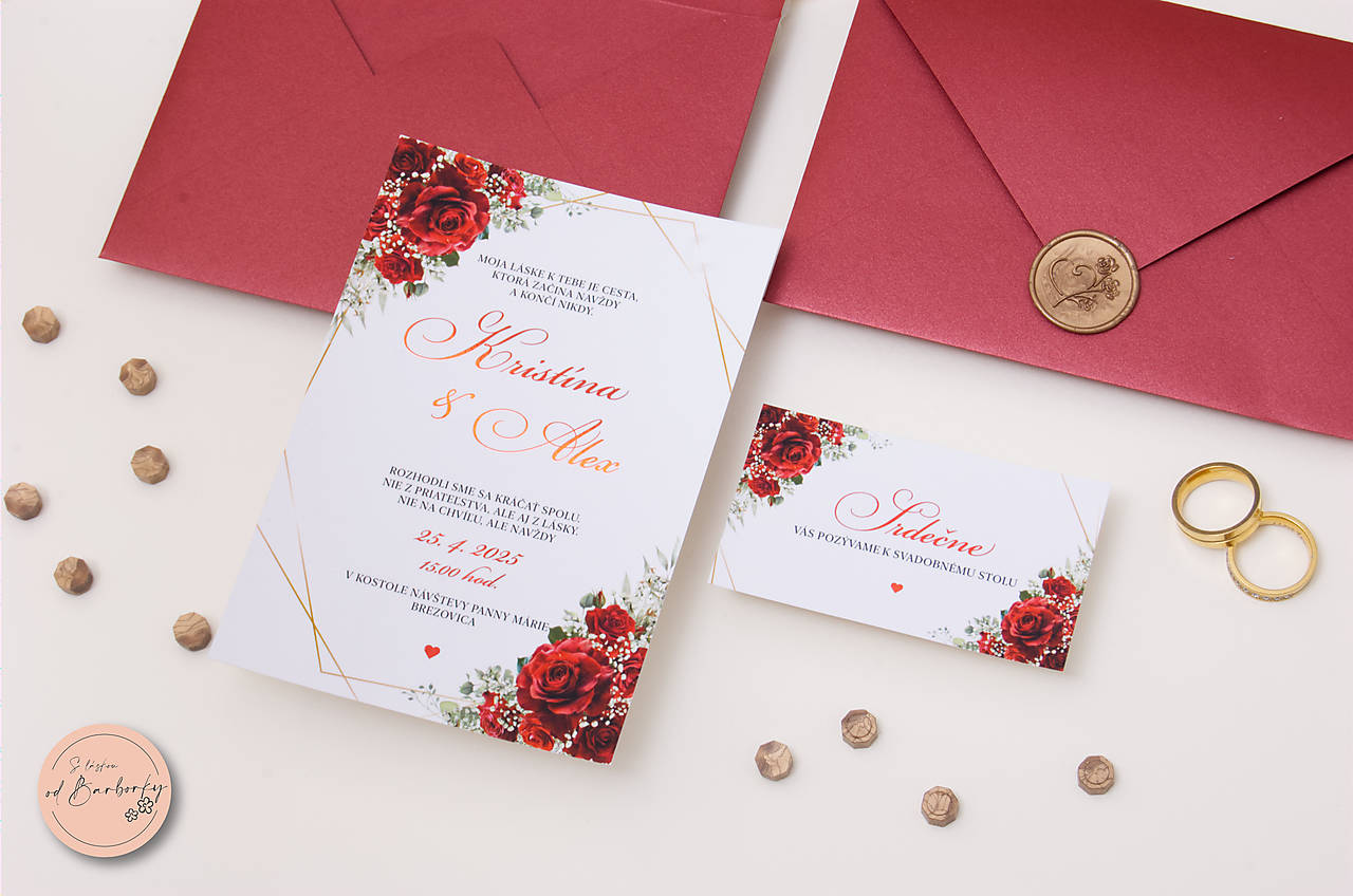 Svadobné oznámenie s metalickým zlátením D#36