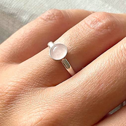 ZĽAVA 10% Simple Rose Quartz AG925 Ring / Jednoduchý prsteň s ruženínom strieborný AG925 E046