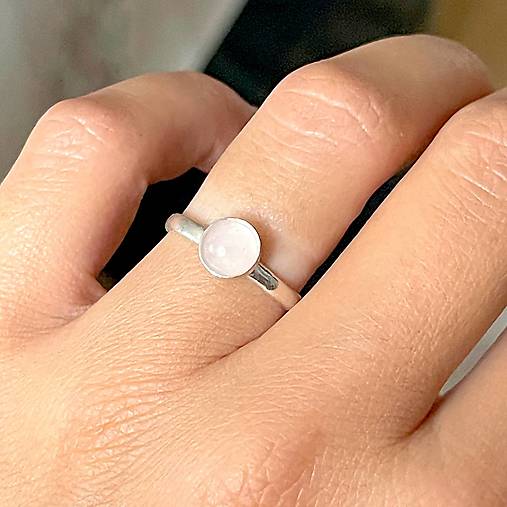 ZĽAVA 10% Simple Rose Quartz AG925 Ring / Jednoduchý prsteň s ruženínom strieborný AG925 E046