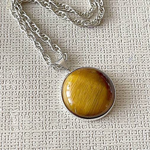 ZĽAVA 15% Tiger Eye Pendant / Prívesok s tigrím okom v striebornej farbe E047
