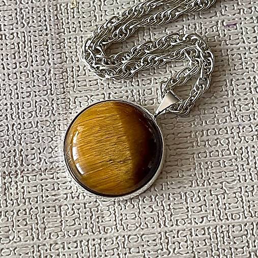 ZĽAVA 15% Tiger Eye Pendant / Prívesok s tigrím okom v striebornej farbe E047