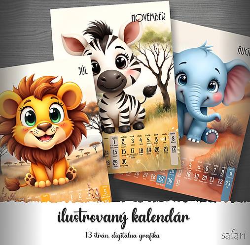 Papiernictvo - safari zvieratká- detský kalendár - 17640058_