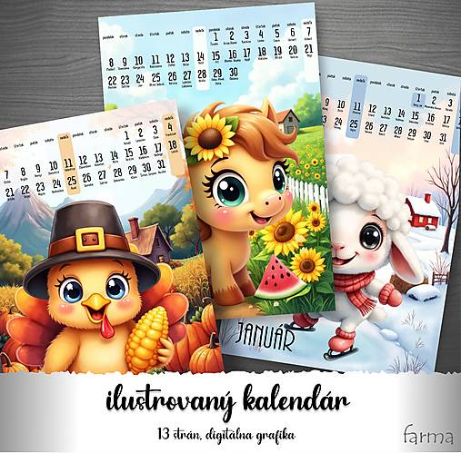 Papiernictvo - zvieratká na farme-  detský kalendár - 17640094_