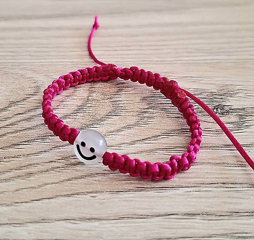 Náramky - Náramky smajlík čierny svietiaci - fuchsia - 17641197_