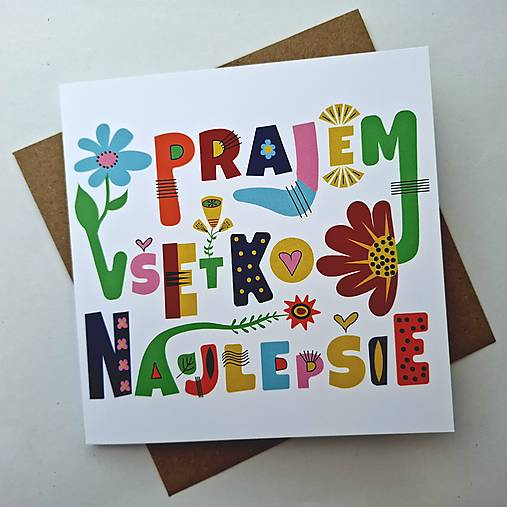 Papiernictvo - Pohľadnica „Prajem všetko najlepšie“ - 17641112_