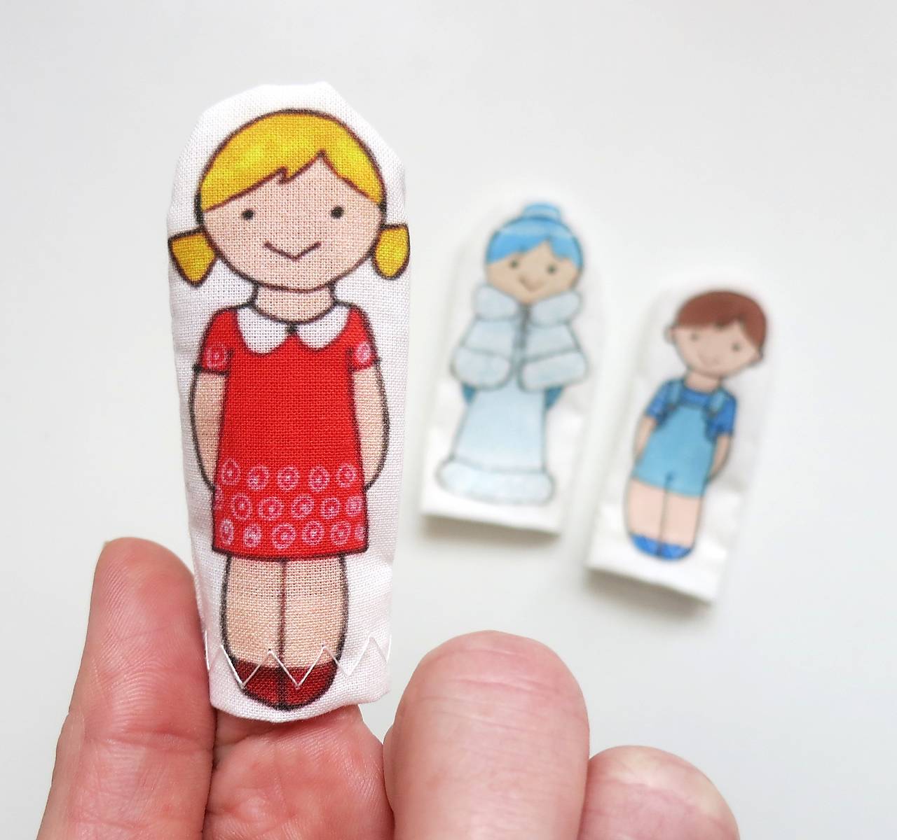 MINI pršteková maňuška - sada Ľadová kráľovná (dievčatko Gerda)