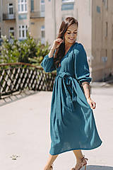 Šaty - Mušelínové maxi šaty "Boho Breeze" - Petrolejové (XXS) - 17643829_