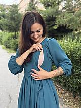 Šaty - Mušelínové maxi šaty "Boho Breeze" - Petrolejové (XXS) - 17643833_