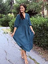 Šaty - Mušelínové maxi šaty "Boho Breeze" - Petrolejové (XXS) - 17643834_