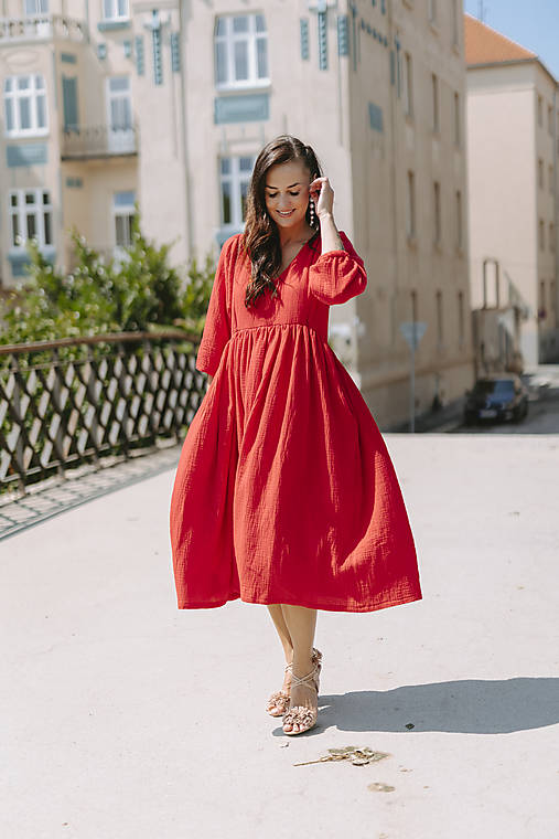Šaty - Šaty "Boho Breeze" - červené - 17643792_