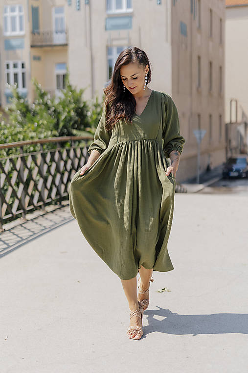 Šaty - Šaty "Boho Breeze" - Khaki - 17643820_