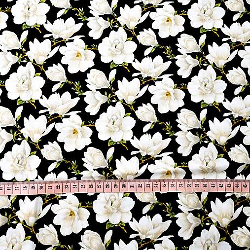 Textil - Biele magnólie na čiernej - 80x110 cm - 17643915_