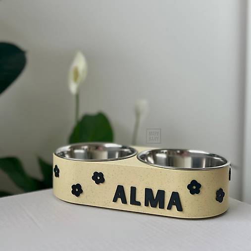 Pre zvieratá - Dvojmiska pre psa s menom / pre mačku s vlastným menom - Rozkošná Kvetinka - 17643115_