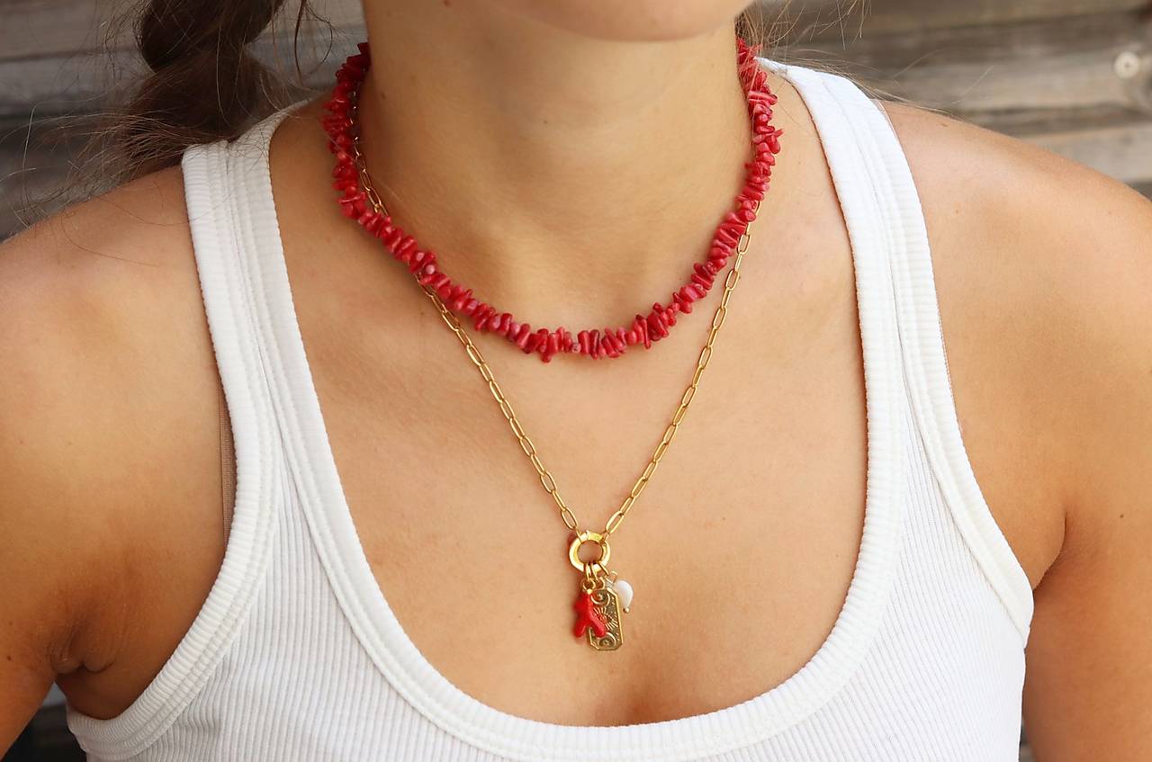 Náhrdelník s príveskami - red