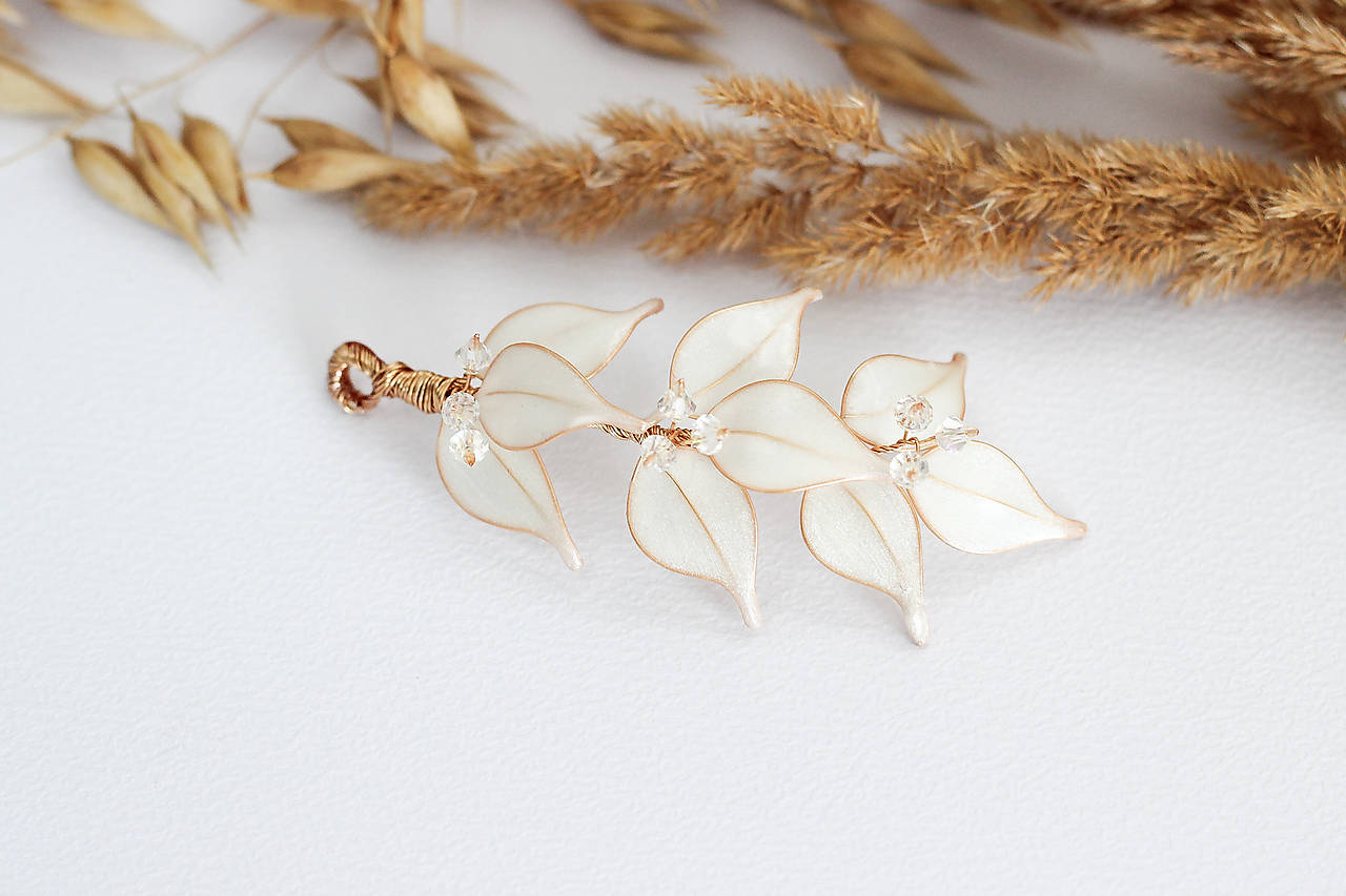 Svadobná aplikácia do vlasov Amélia (Bielo-zlatá malá)