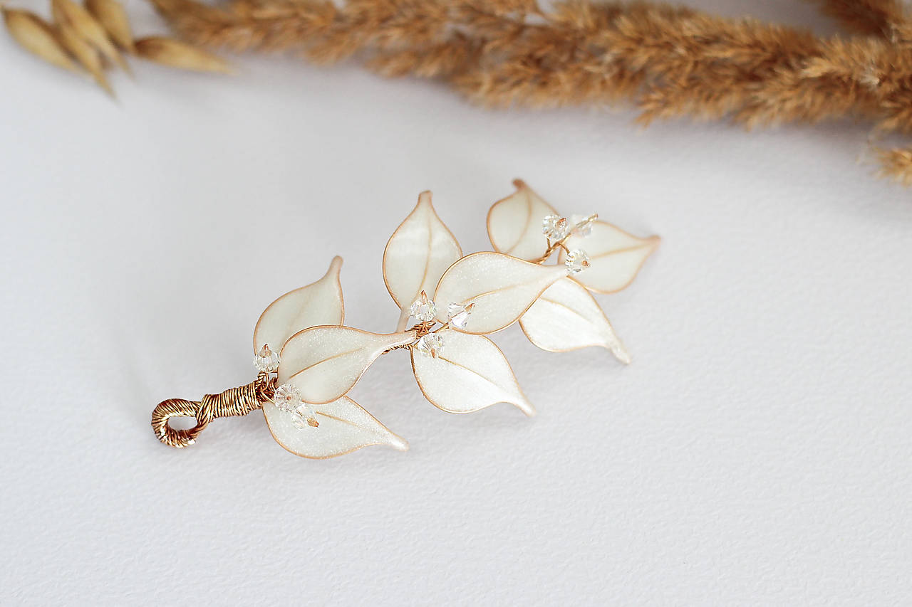 Svadobná aplikácia do vlasov Amélia (Bielo-zlatá malá)