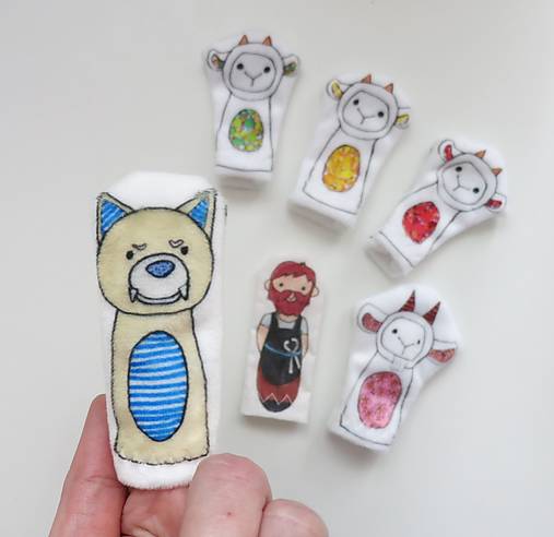MINI pršteková maňuška - sada Vlk a kozliatka