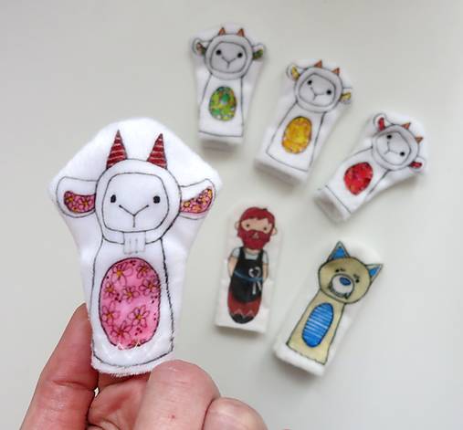 MINI pršteková maňuška - sada Vlk a kozliatka
