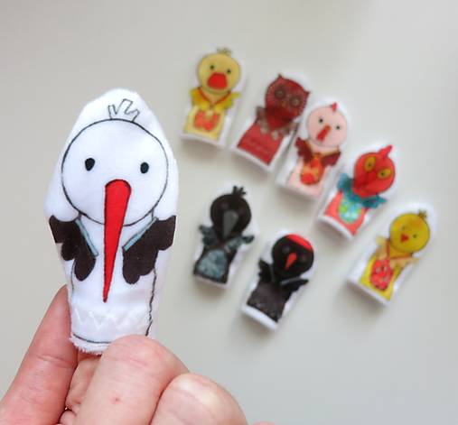 MINI pršteková maňuška - sada ornitologická (bocian)