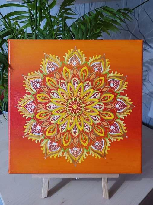 Obrazy - Maľovany obraz Mandala - 17645972_