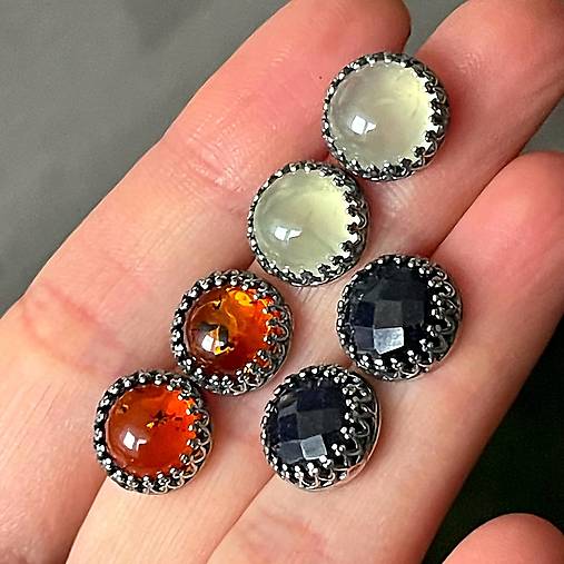 ZĽAVA 10% Amber Ag925 Stud Filigree Earrings / Strieborné filigránové náušnice s prírodným jantárom A0028