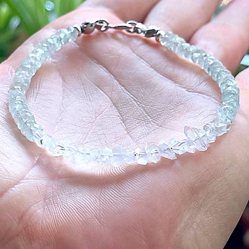 Herkimer Diamond Aquamarine Bracelet AG925 RH Plated / Náramok Herkimer diamant, akvamarín A0023
