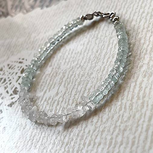 Herkimer Diamond Aquamarine Bracelet AG925 RH Plated / Náramok Herkimer diamant, akvamarín A0023