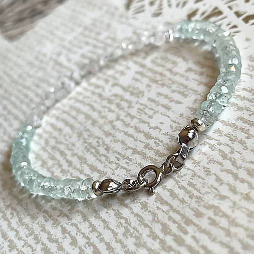 Herkimer Diamond Aquamarine Bracelet AG925 RH Plated / Náramok Herkimer diamant, akvamarín A0023