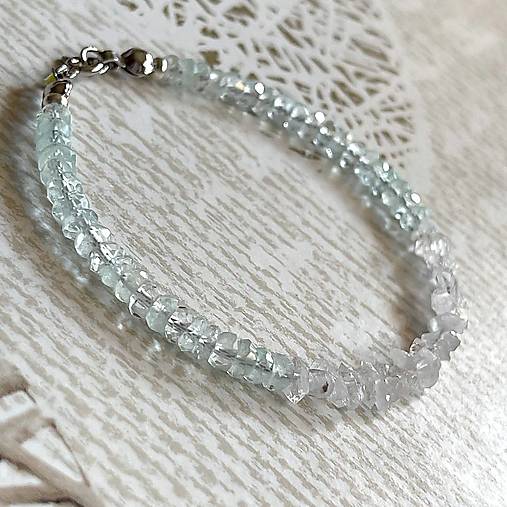 Herkimer Diamond Aquamarine Bracelet AG925 RH Plated / Náramok Herkimer diamant, akvamarín A0023
