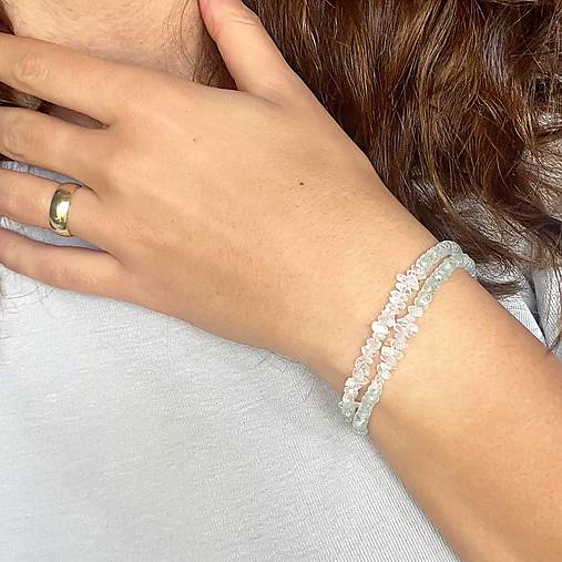 Herkimer Diamond Aquamarine Bracelet AG925 RH Plated / Náramok Herkimer diamant, akvamarín A0023