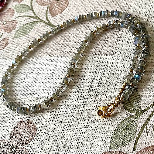 Luxury Labradorite Necklace Stainless Steel / Náhrdelník labradorit, oceľ E006
