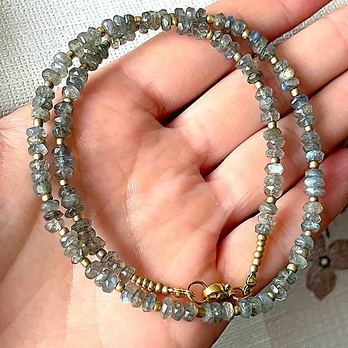 Luxury Labradorite Necklace Stainless Steel / Náhrdelník labradorit, oceľ E006