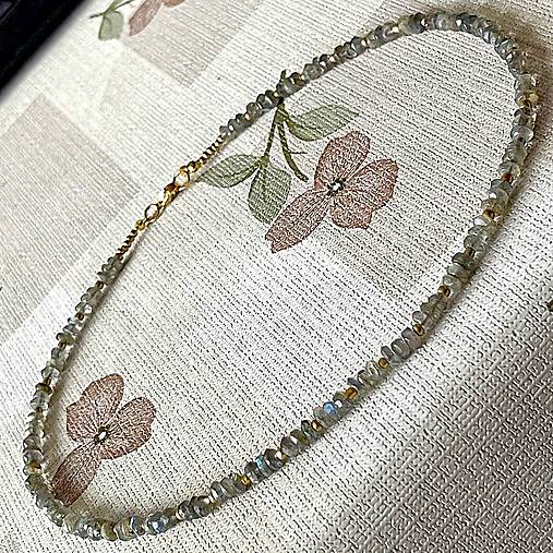 Luxury Labradorite Necklace Stainless Steel / Náhrdelník labradorit, oceľ E006