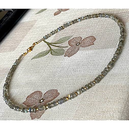 Luxury Labradorite Necklace Stainless Steel / Náhrdelník labradorit, oceľ E006