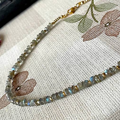 Luxury Labradorite Necklace Stainless Steel / Náhrdelník labradorit, oceľ E006