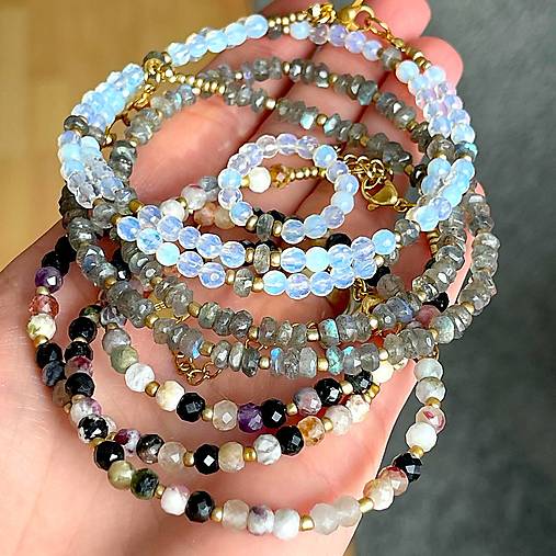 Luxury Labradorite Necklace Stainless Steel / Náhrdelník labradorit, oceľ E006