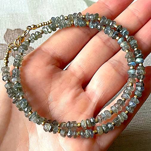 Luxury Labradorite Necklace Stainless Steel / Náhrdelník labradorit, oceľ E006