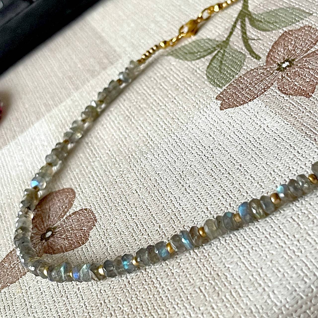 Luxury Labradorite Necklace Stainless Steel / Náhrdelník labradorit, oceľ E006