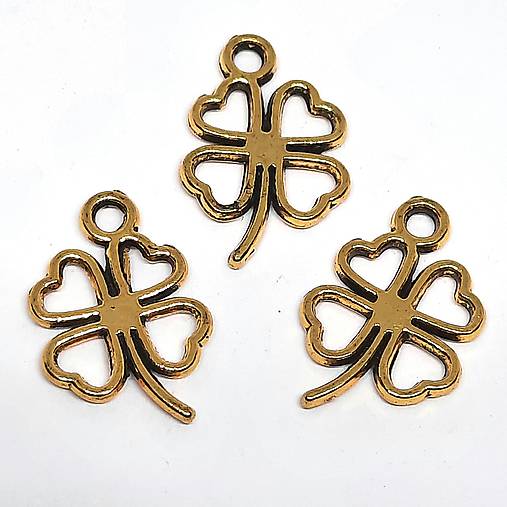 Prívesok štvorlístok 17x12mm-1ks (starozlato)
