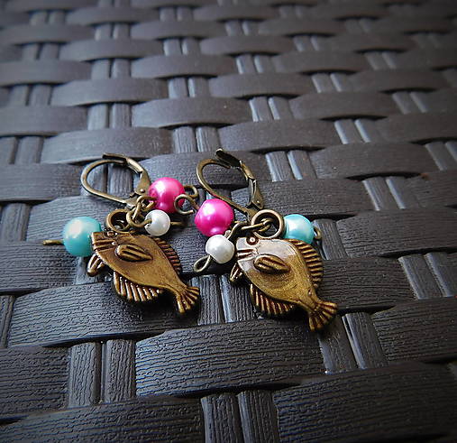 Náušnice - bronzové náušničky rybky / výpredaj  - 17647415_