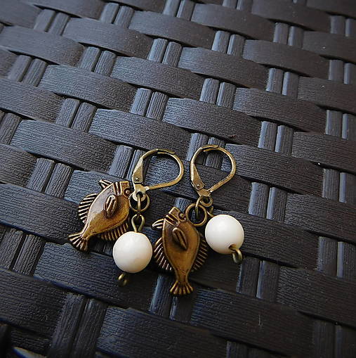 Náušnice - bronzové náušničky rybky / výpredaj  - 17647423_