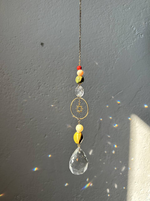 Dekorácie - Lapač slnka farebný - kvapka (Žltá) - 17649252_