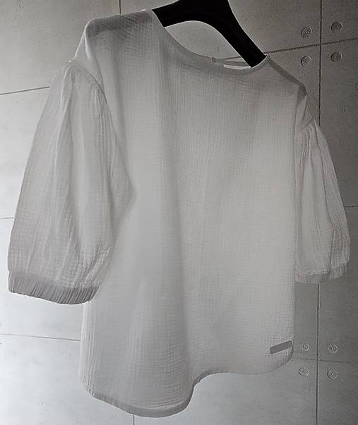 Blúzky a košele - ⚠️50% ZĽAVA⚠️ Biela mušelínová blúzka SERENA - 17648931_