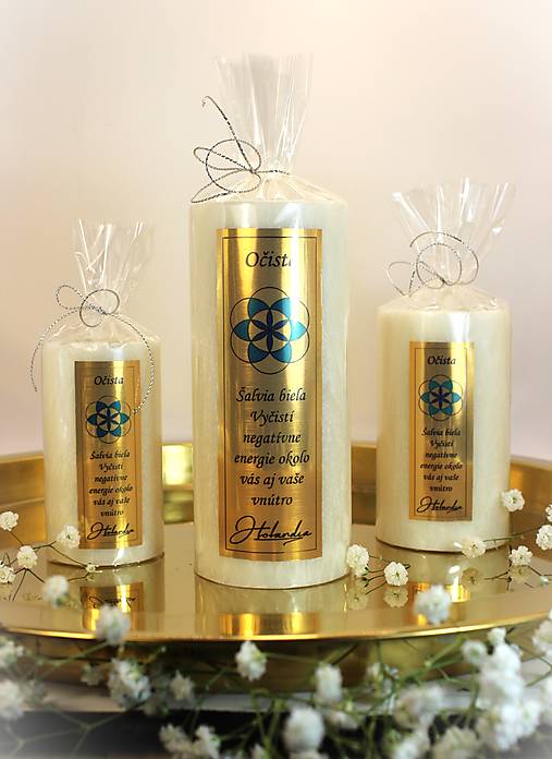 Sviečky - Očistná sviečka - Šalvia biela (Šalvia biela - OČISTA 280g) - 17650296_
