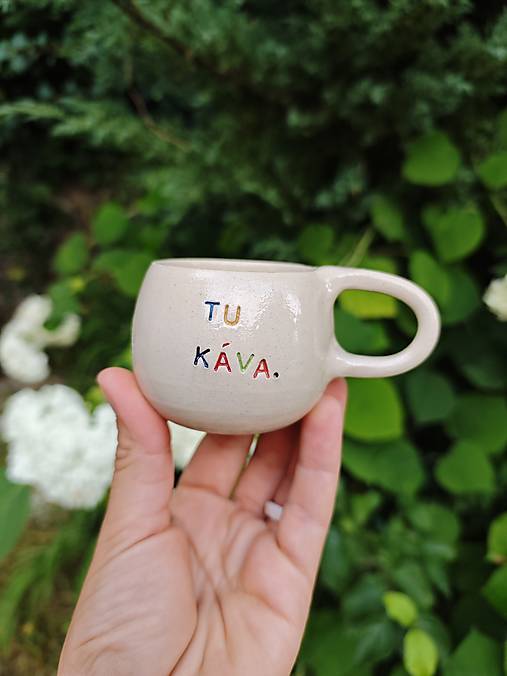 Nádoby - šálka Tu káva 110 ml s uškom - 17651580_