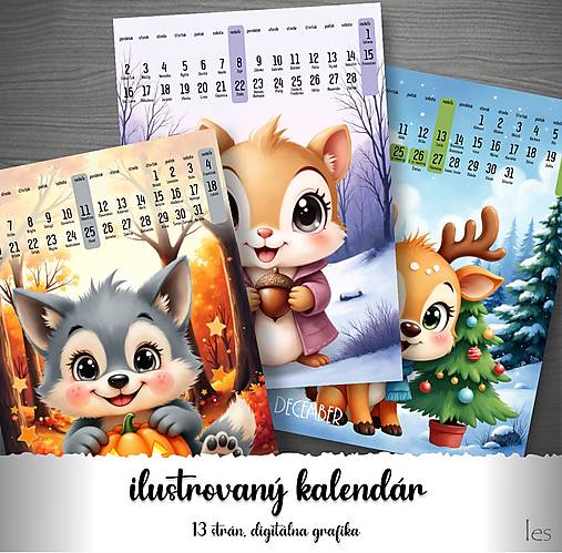 Papiernictvo - zvieratká v lese- detský kalendár - 17653975_