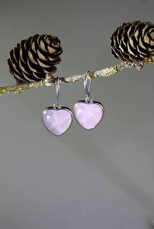 Náušnice - ruženínové náušnice,srdiečka - 17653575_