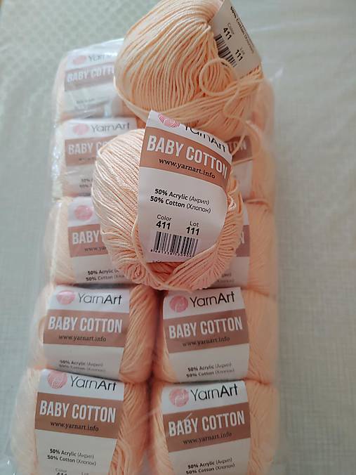 Galantéria - Priadza YarnArt Baby cotton marhuľková 12 ks - 17653828_